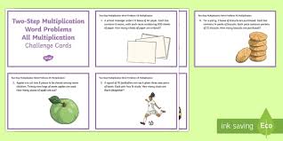 Two Step Multiplication Challenge Cards