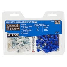 Blue Ribbed Plastic Anchor Pack