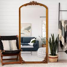 Neutype 28 In W X 67 In H Classic Arch Top Wood Framed Brown Full Length Floor Mirror