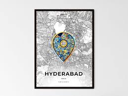 Hyderabad India Minimal Art Map With A