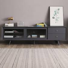 Modern Grey Tv Stand Rectangle Media