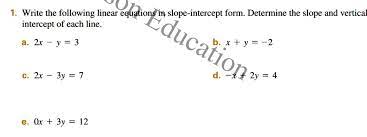 Near Equations Slope Intercept Form