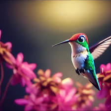 Cute Hummingbird Bird In Cartoon Style