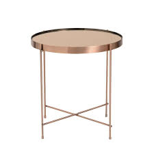 Trinity Round Copper Steel Glass Side Table