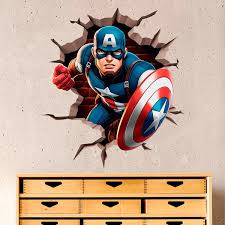Wall Sticker Hole Captain America In