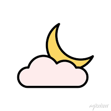 Cloud Moon Icon Simple Color With