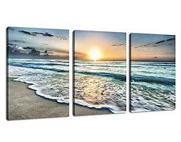 Canvas Wall Art Beach Sunset Ocean Wave