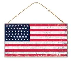 Rustic American Flag Sign Wooden