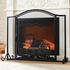 Ravenna Black Iron 1 Panel Fireplace Screen With Decorative Filigree