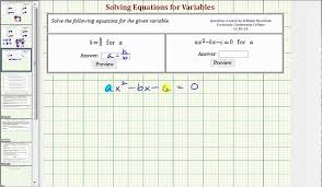 Solve A Literal Equation For A Variable