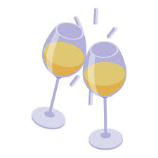 White Wine Glass Cheers Icon Isometric
