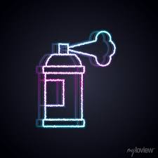Glowing Neon Line Paint Spray Can Icon