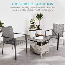 Best Choice S Set Of 2 Stackable Wicker Chairs W Armrests Steel Conversation Accent Furniture For Patio Gray