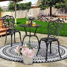 Rose 3 Piece Cast Metal Bistro Set With