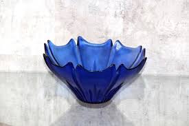 Cobalt Blue Bowl Vintage Glass Serving
