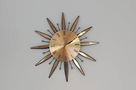Mid Century Starburst Clock Brass Clock