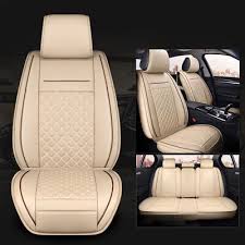 Leather Beige Cream Car Seat Covers Set