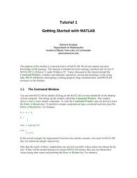 Tutorial 1 Getting Started With Matlab