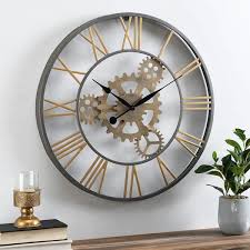 Silver And Gold Benton Gears Wall Clock