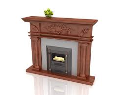 stone fireplace wooden mantels free 3d