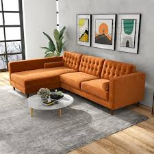 Corner Sectional Sofa In Burnt Orange