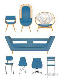 Flat Design Icon Set Of Chair Sofa And