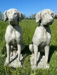 Stone Hunting Hound Dog Pointer Statues