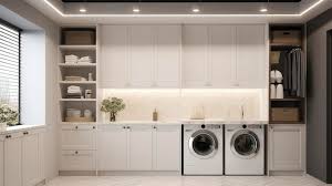 A Photo Of Minimalist Laundry Room With