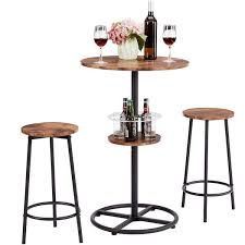 Vecelo 3 Piece Bar Table Set With Wine