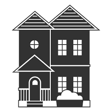 Frontal Two Story House Icon Design