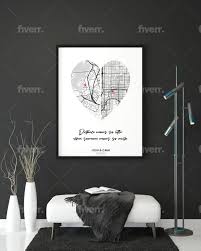 Personalized Heart Icon City Map Poster