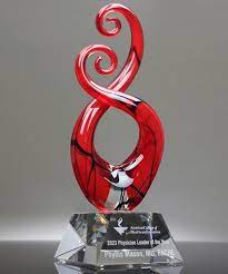 Red Murano Swirl Art Glass Award