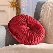 Red Round Velvet Oned Cushion
