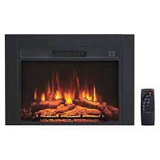28 In Ventless Electric Fireplace Insert Remote Control Adjustable Led Flame Brightness 750 Watt 1500 Watt