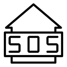 Help Destroyed Home Icon Outline Vector