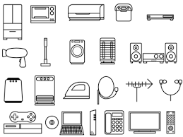 Line Drawing Set Of Home Appliances