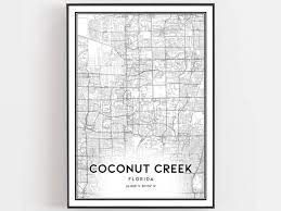 Coconut Creek Map Poster Wall Art Fl