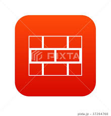 Concrete Block Wall Icon Digital Redのイ