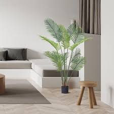 Vevor Artificial Palm Tree 5 Ft Tall Faux Plant Secure Pe Material Anti Tip Tilt Protection Low Maintenance Plant