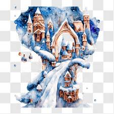 Winter Wonderland Snow Covered Castle