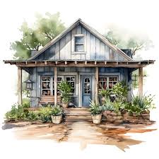 Watercolor Dogtrot House Capturing The
