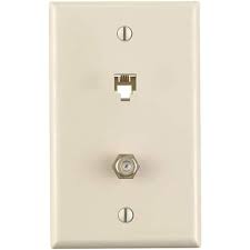 Leviton 40259 T Telephone 6p4c And F Connecto Wall Jack Light Almond
