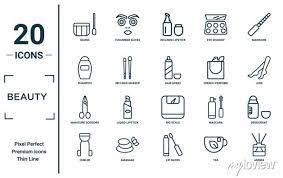 Beauty Linear Icon Set Includes Thin