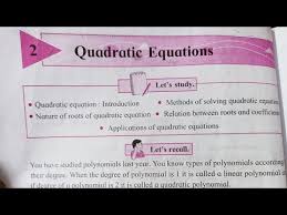 Quadratic Equations Class 10th Maths