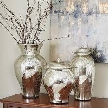 Mercury Speckled Glass Vases Set