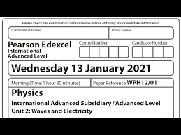 Edexcel June 2020 Oct 2020 Physics Unit