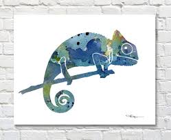Chameleon Art Print Abstract Watercolor