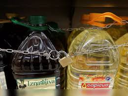 Olive Oil Bottles Under Lock And Key
