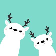 Two White Raindeer Deer Head Face Icon