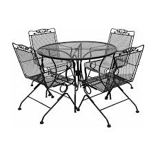 Wrought Iron Table And 4 Spring Rockers